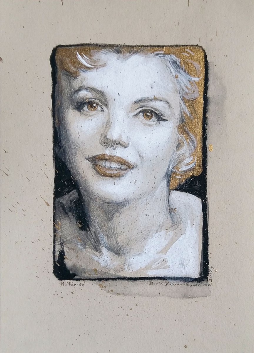 Golden Marilyn Monroe#3 with golden eyes and lips / Realistic Pencil Portrait / Goddes /Q... by Daria Yablon-Soloviova