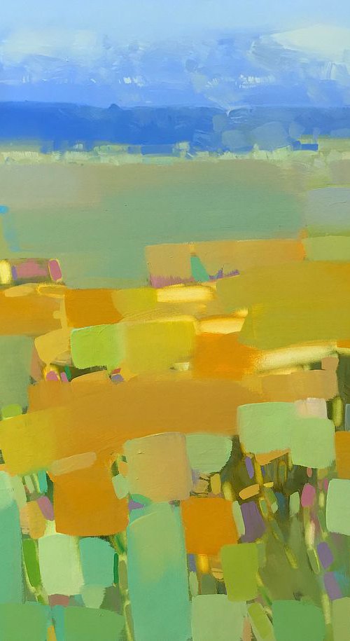 Summer Field, Landscape oil painting, Handmade artwork, by Vahe Yeremyan