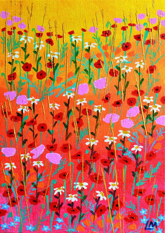 Mini Meadow 9 - poppies and daisies