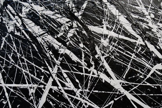 Overload 240cm x 120cm Black White Textured Abstract Art