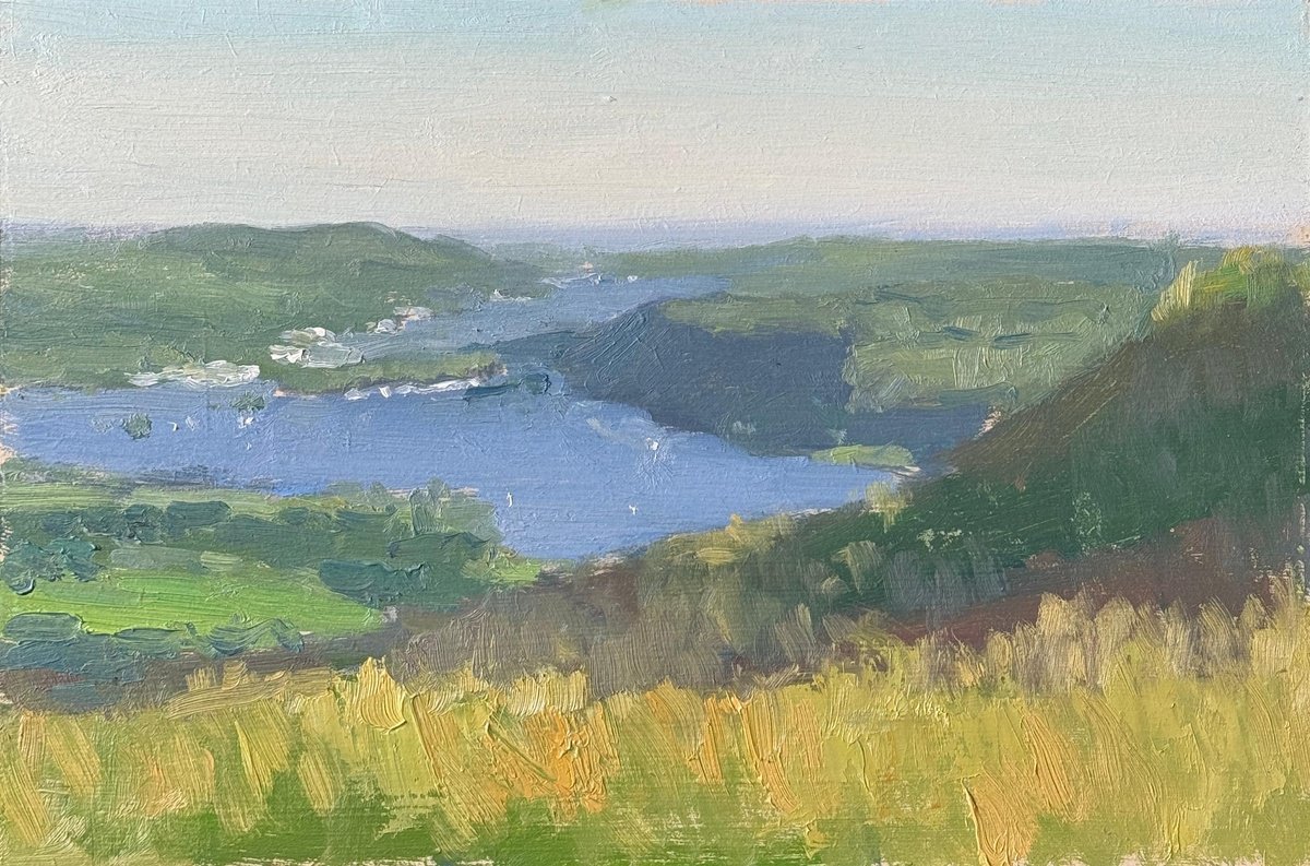 Impressionistic Landscape Oil Painting By Alex James Long, 12 X 8, Lake Windermere, Original Artwork