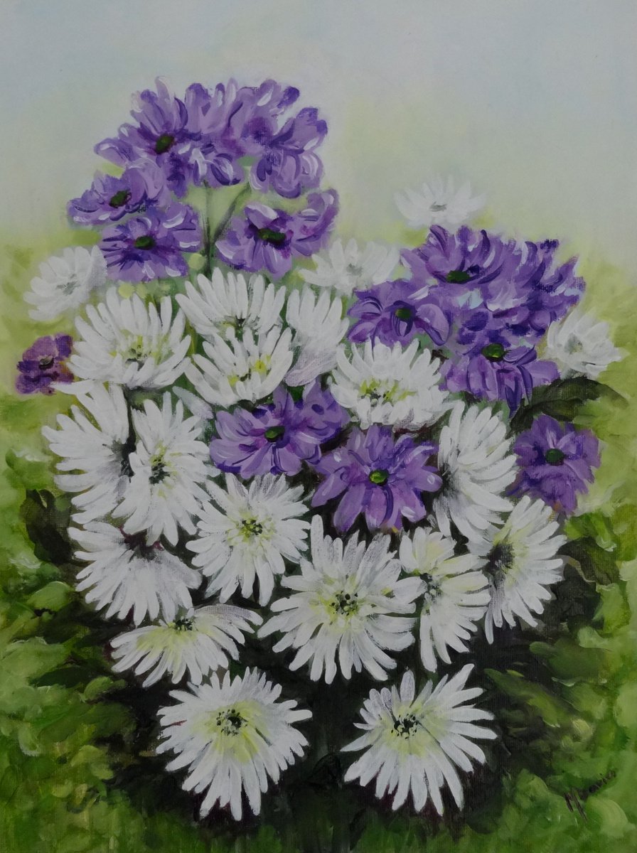 Impressionistic Botanical Oil Painting By Mel Davies Original Art, 12 X 16", Flowers For You, Original Artwork