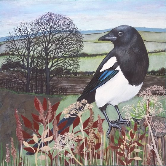 Waiting for spring (two magpies for joy)