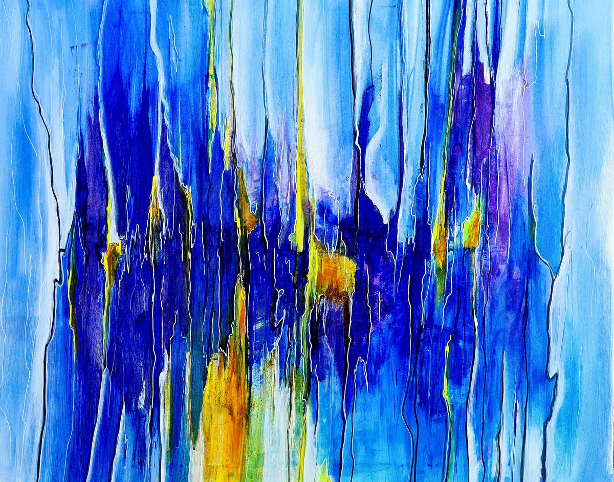 Abstract Painting By Danijela Dan, 39 X 31, Imagining City Lights, Original Artwork