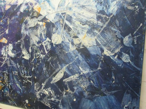 dark blue abstract - informel painting xl 39x39 inch