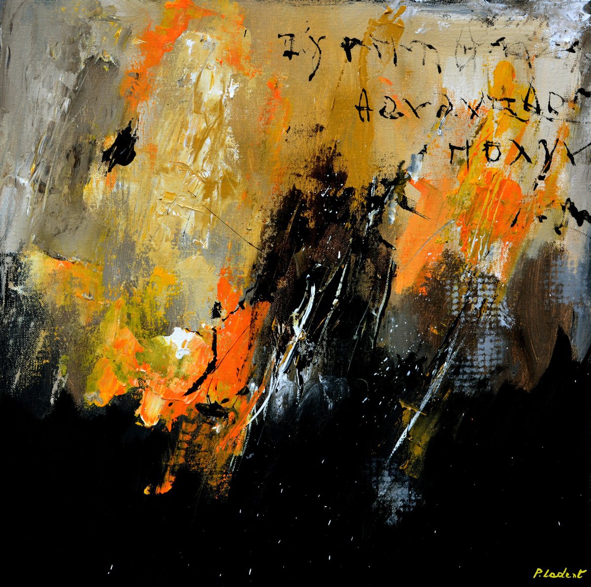 Abstract Oil Painting By Pol Henry Ledent, 24 X 24", Ode To A Grecian Urn, Original Artwork