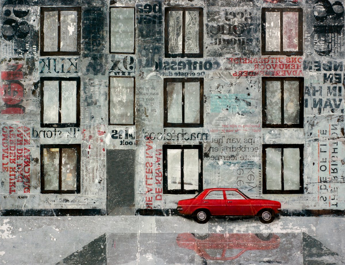 Expressive Cityscapes Collage By Db Waterman, 26 X 20, Lockdown, Original Artwork