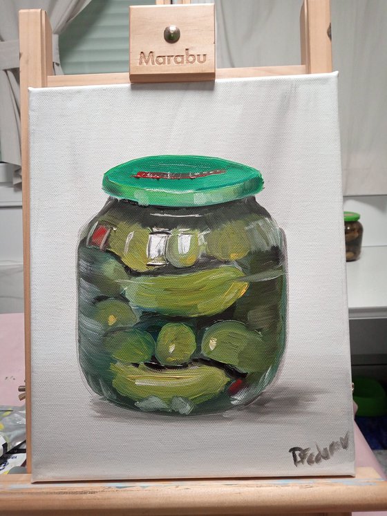 Pickled cucumbers in the glass jar v2