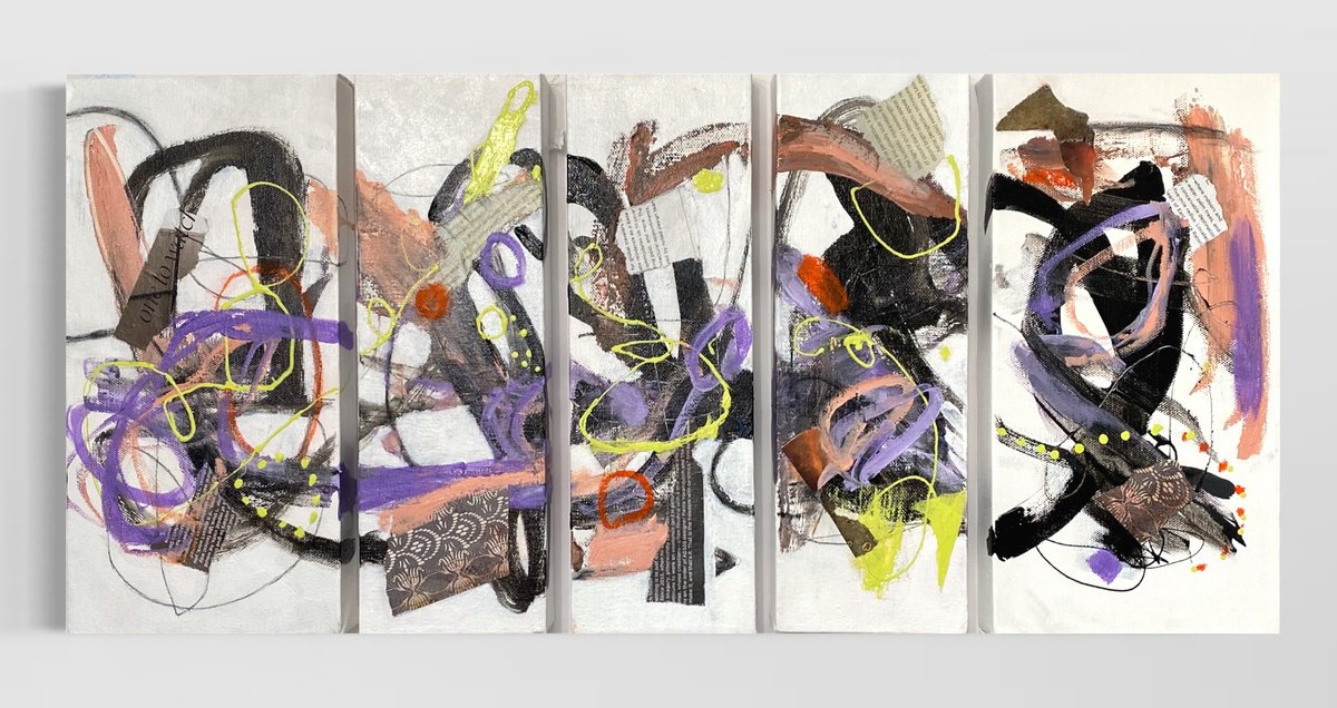 Organic Abstract Acrylic Painting By Kat Crosby, 24 X 12", One To Watch, Original Artwork