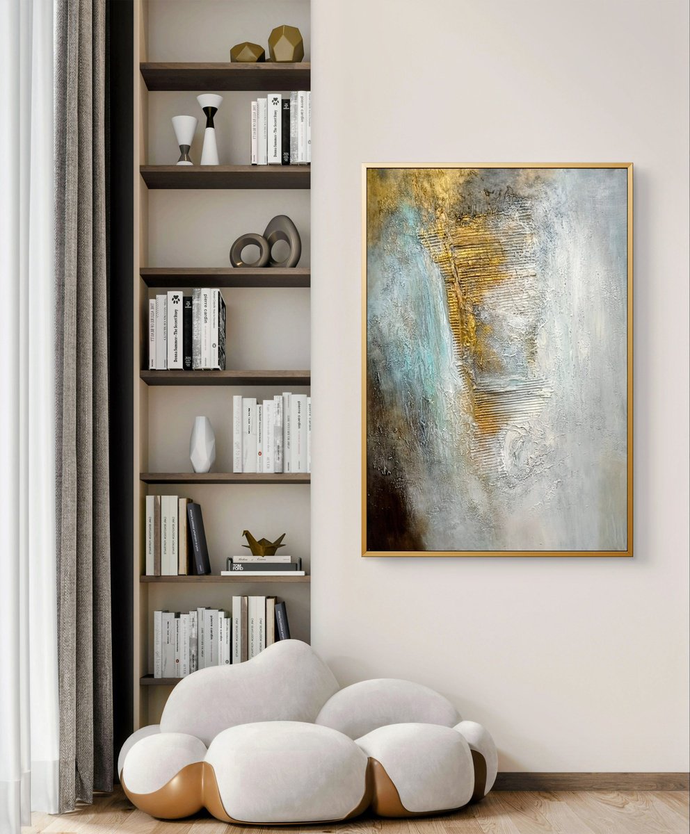 Abstract Acrylic Painting By Alexandra Petropoulou, 28 X 39, Coastal Serenity, Original Artwork