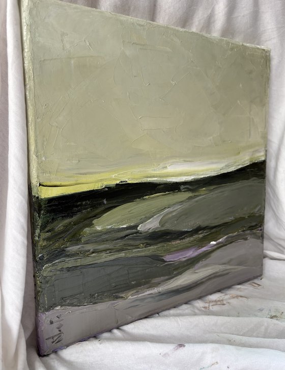 Abstract quiet fields waves on green