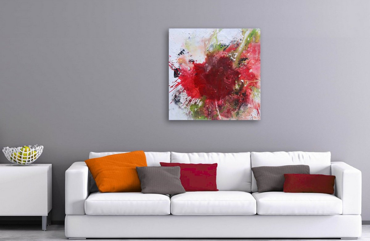 Abstract Painting By Christa Haack, 31 X 31, Abstract Flowers, Original Artwork