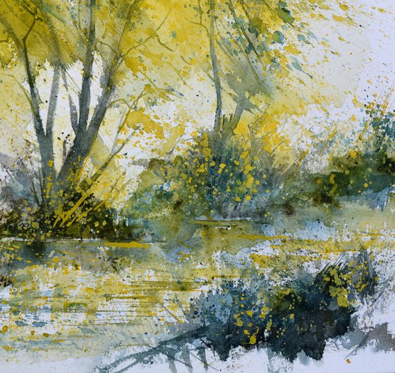 Golden silence watercolor