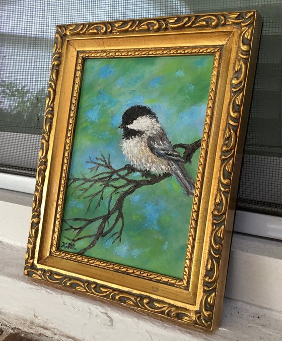 Chickadee # 27 - oil 6X4 inches