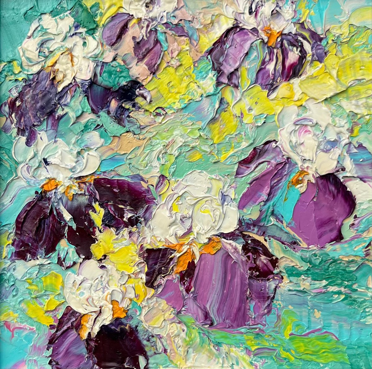 Abstract Botanical Oil Painting By Svitlana Andriichenko, 9 X 9", Unforgettable Joy, Original Artwork