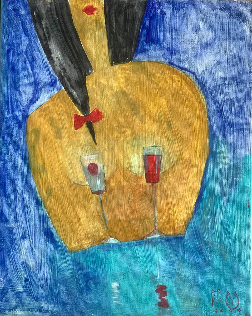 Impressionistic Portrait Acrylic Painting By Olga Pascari, 9 X 12", Glass Of Wine, Original Artwork