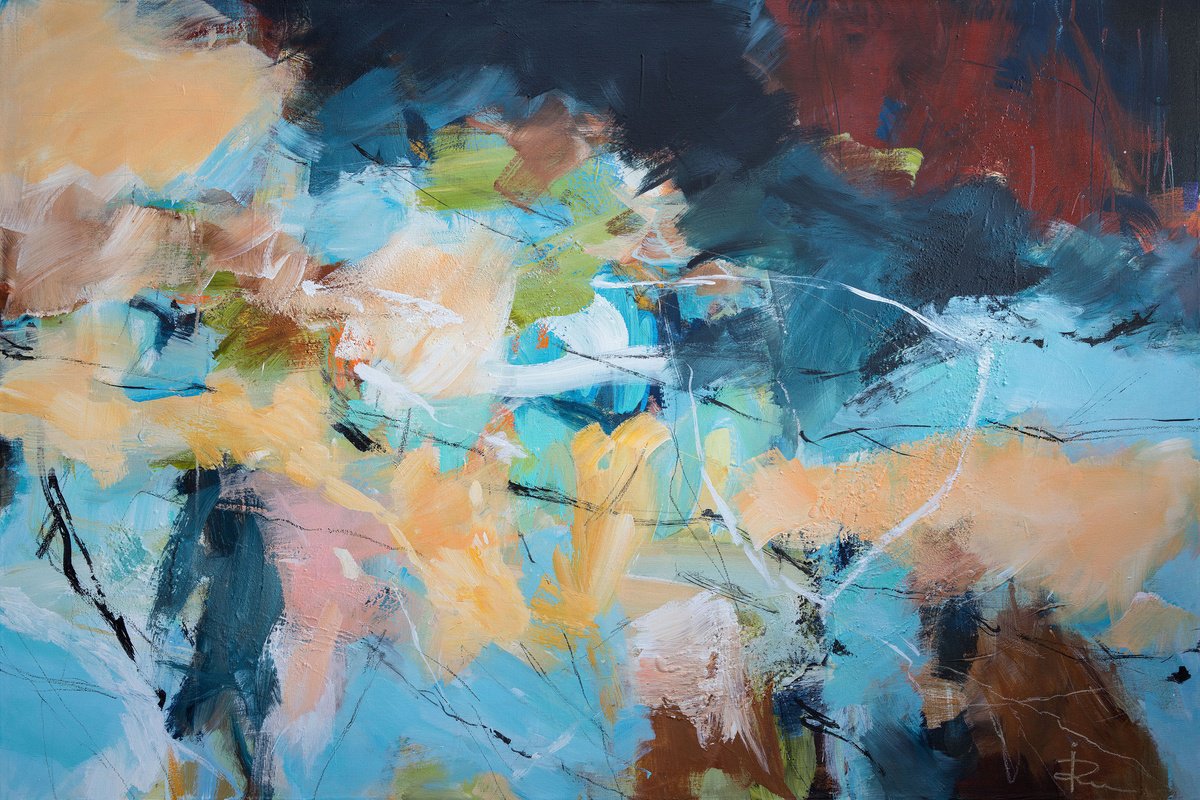 Abstract Acrylic Painting By Ira Ivanova, 59 X 39, Song Of Nature-6, Original Artwork