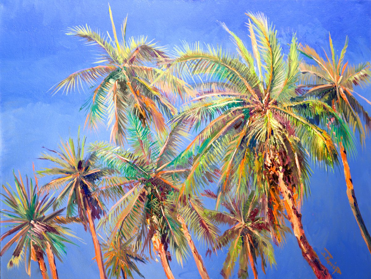 Palm Trees from the Beach Oil painting: Suren Nersisyan | Artfinder