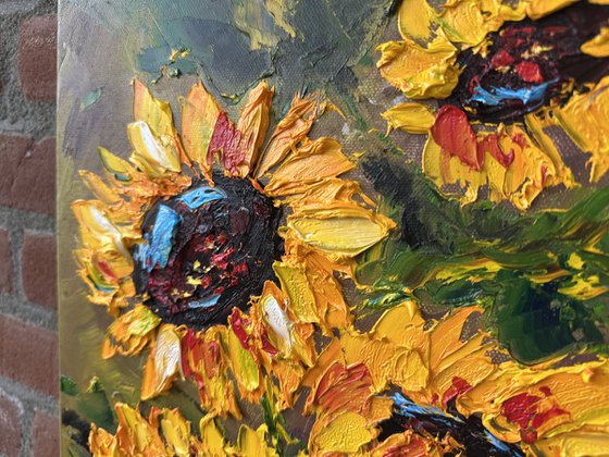 Texture Sunflower impasto art