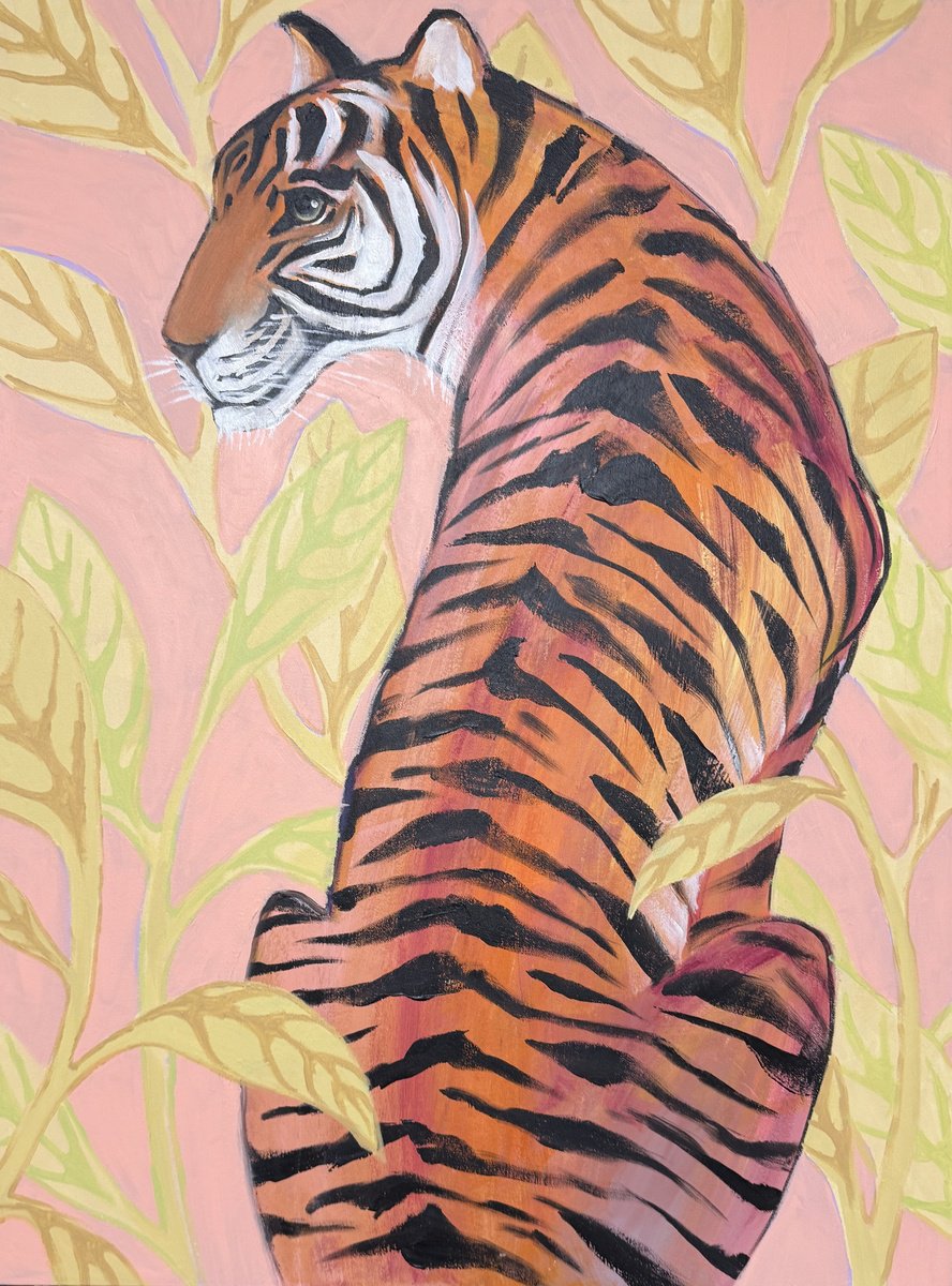 Surrealistic Animal Acrylic Painting By Daria Borisova, 30 X 40, Observing, Original Artwork