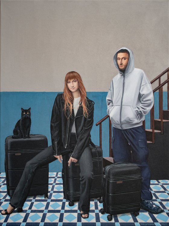 Contemporary portrait "As We Wait for the Taxi"