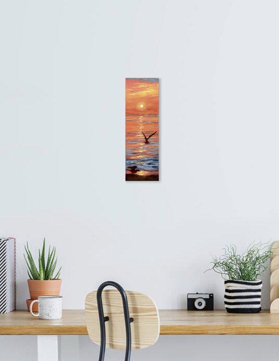 Seagulls at sunset