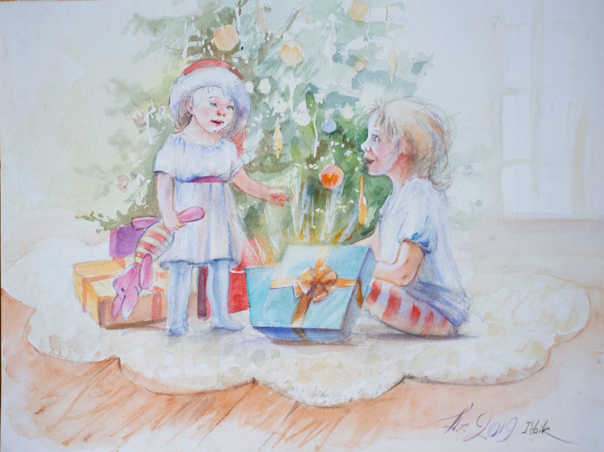 Christmas morning painting by Irina Bibik-Chkolian