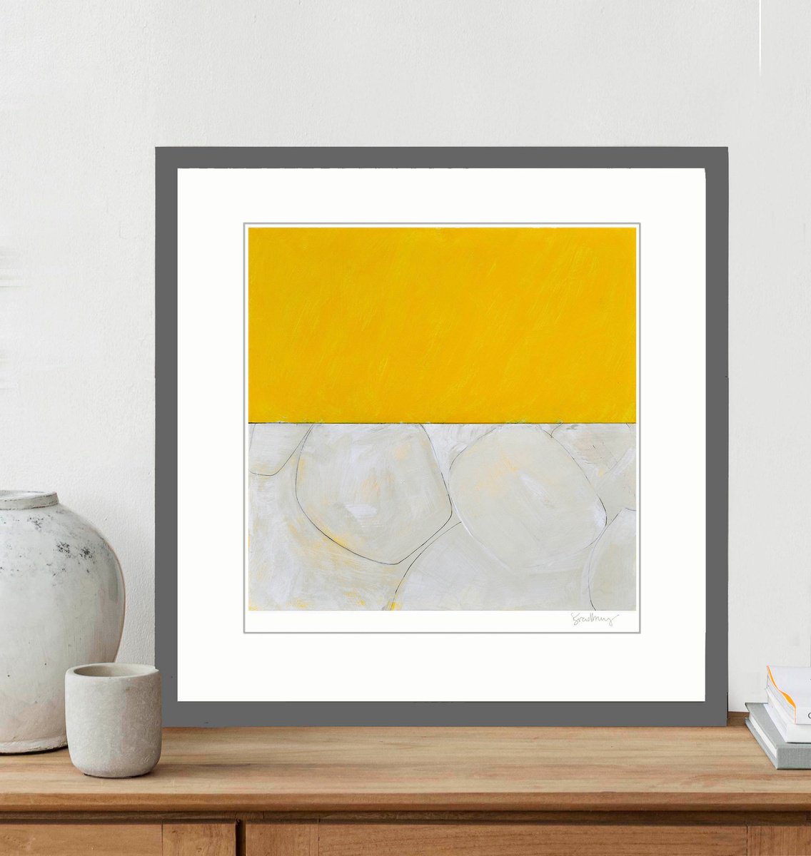 Abstract Giclee Print By Adrian Bradbury, 20 X 20, Beach Yellow Sky 1, Original Artwork