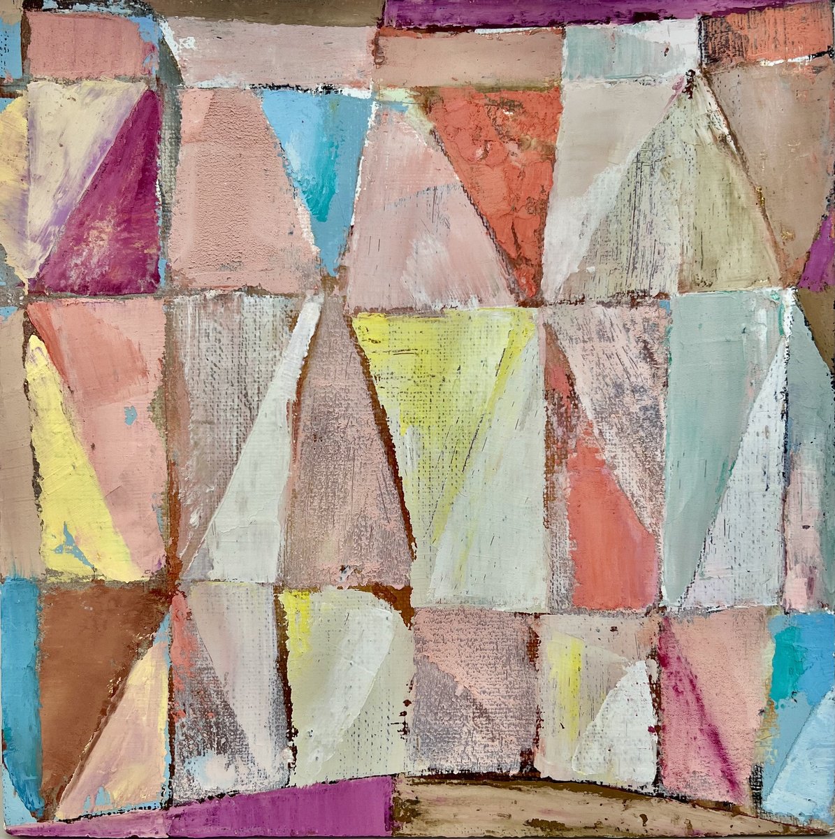 Geometric Abstract Painting By Florina Breazu, 11 X 11, Index, Original Artwork