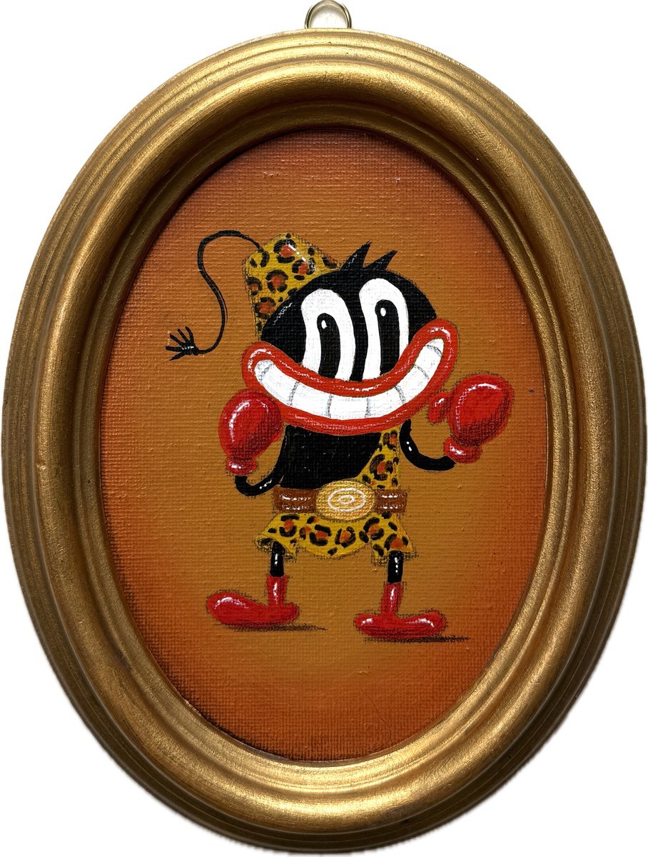 Cartoon Portrait Acrylic Painting By Paolo Andrea Deandrea, 8 X 10", 843 - Pugilista, Original Artwork