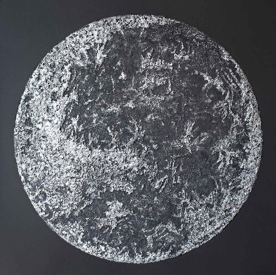 "Silver Moon" Silver moon textured art