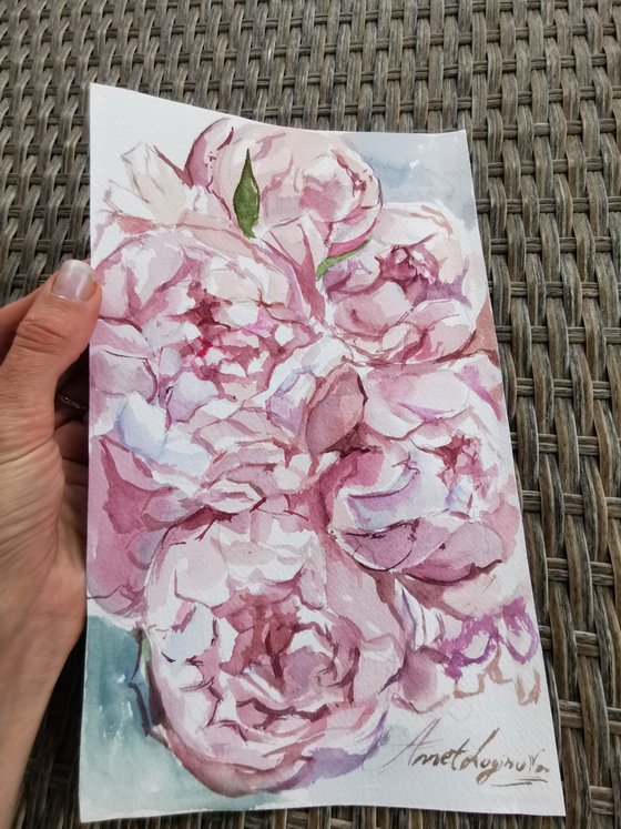 Peonies drawing on paper