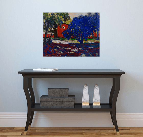 Red BArn and Blue Tree