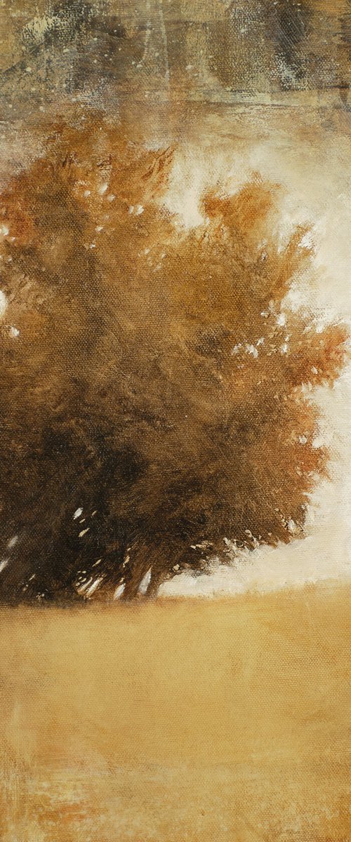 Golden Trees 221003, Tonal landscape and trees impressionist oil painting by Don Bishop