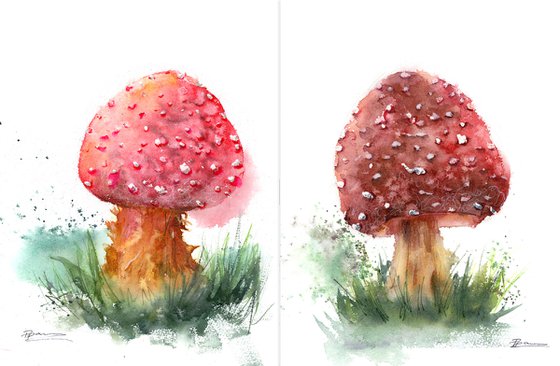 Set of 2 Mushroom Paintings