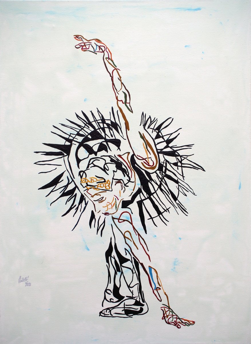 Expressive Portrait Acrylic Painting By Uli Lachelt, 31 X 43", Xxiii 21 - Ballerina, Original Artwork