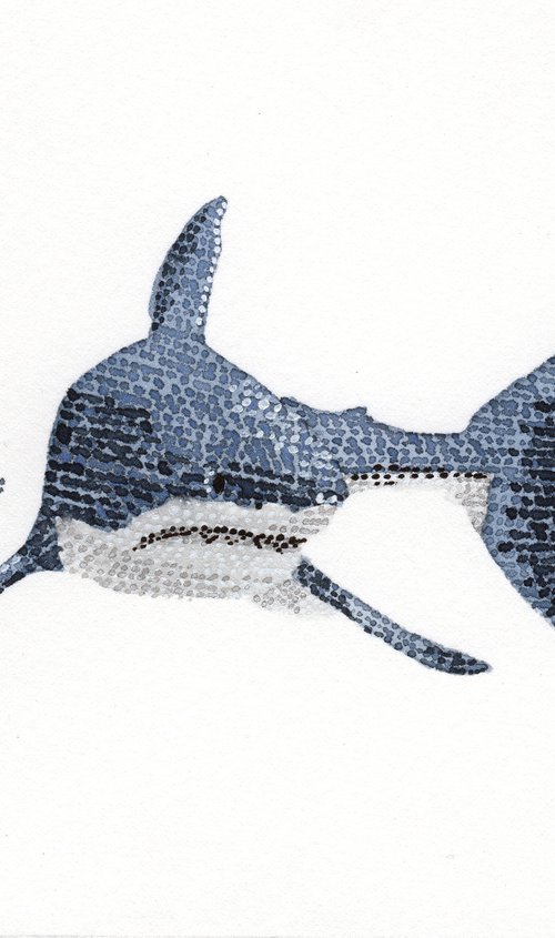 Original Great White Shark Watercolour 4.1 x 5.8 inch by Kelsey Emblow