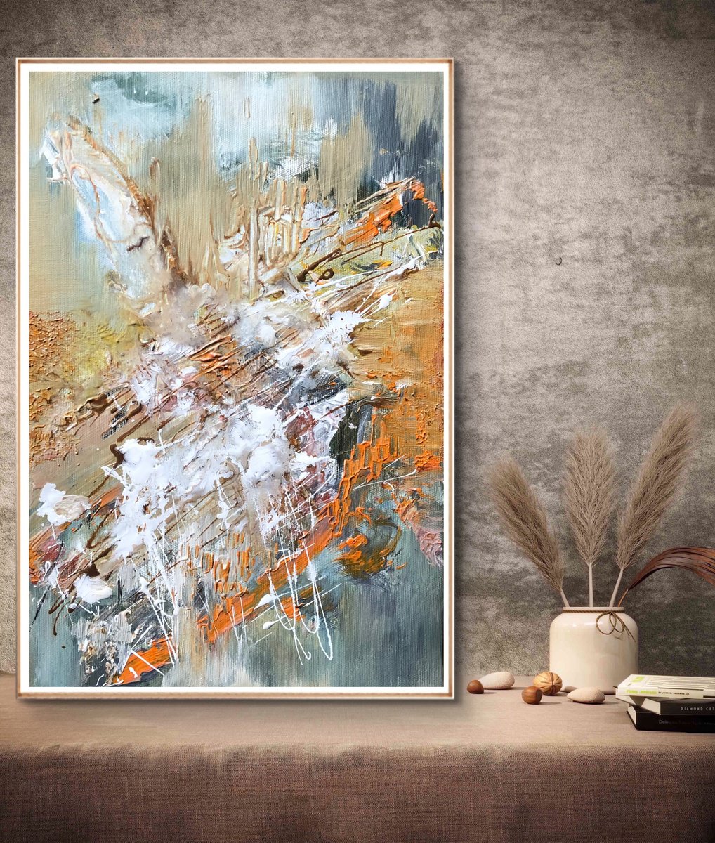 Expressive Abstract Acrylic Painting By Snezana Djordjevic, 10 X 16", Entangled Minds, Original Artwork