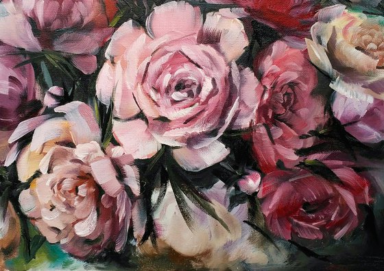 Bouquet of rose peonies