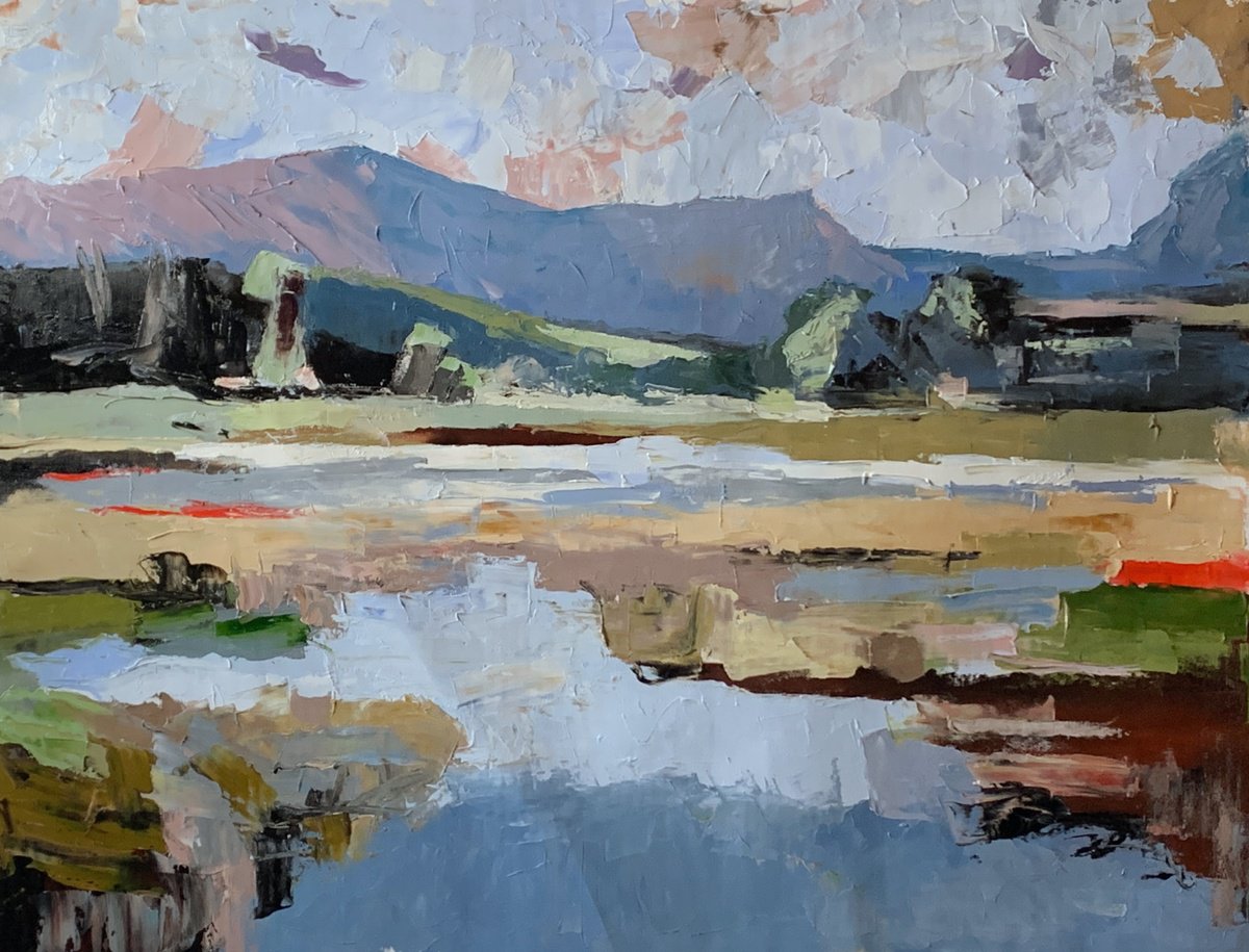 Abstract Landscape. Original impasto, Palette knife oil painting. by Vita Schagen
