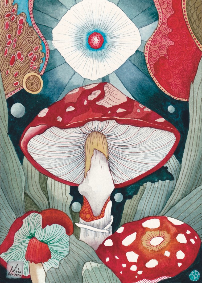 Surrealistic Botanical Watercolour By Lisa Lennon, 6 X 8", Wondrous Places 1, Original Artwork