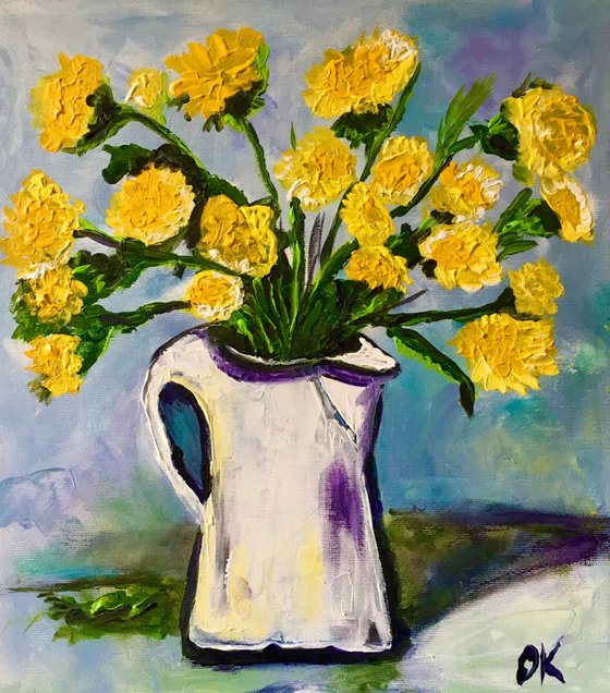 still life with dandelions