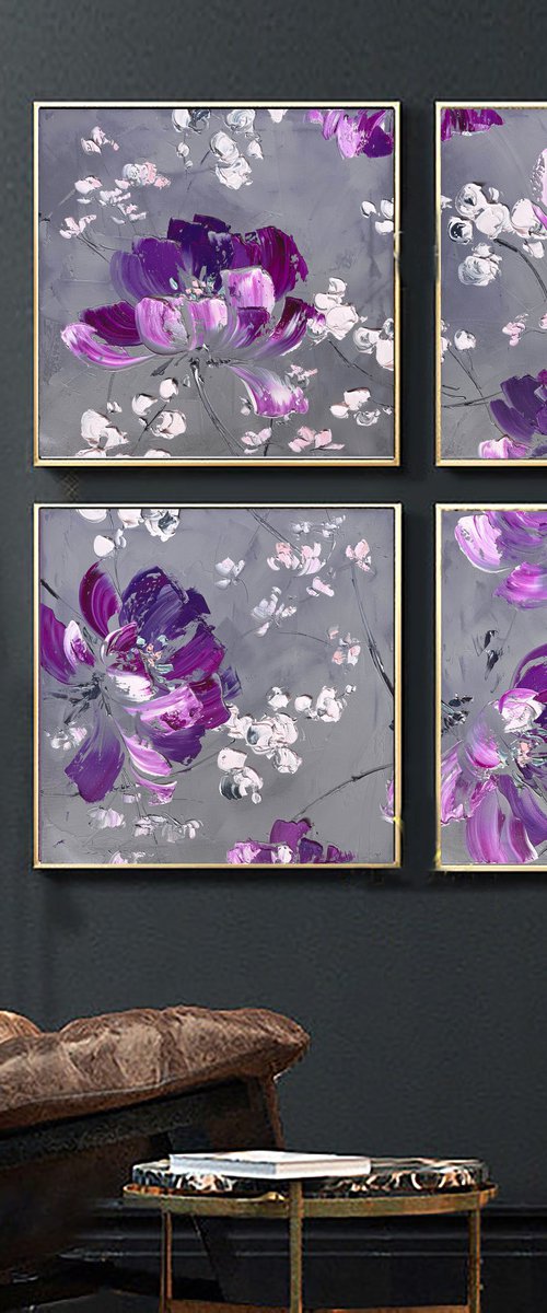 VERY PERI GREENHOUSE 4 SET - Abstract flowers set. Floral module. by Marina Skromova