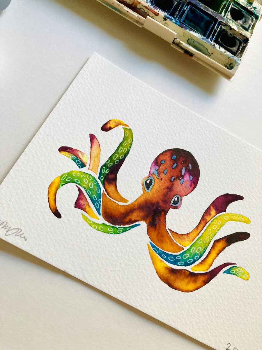 Little Octopus Original Artwork by Kate Mac