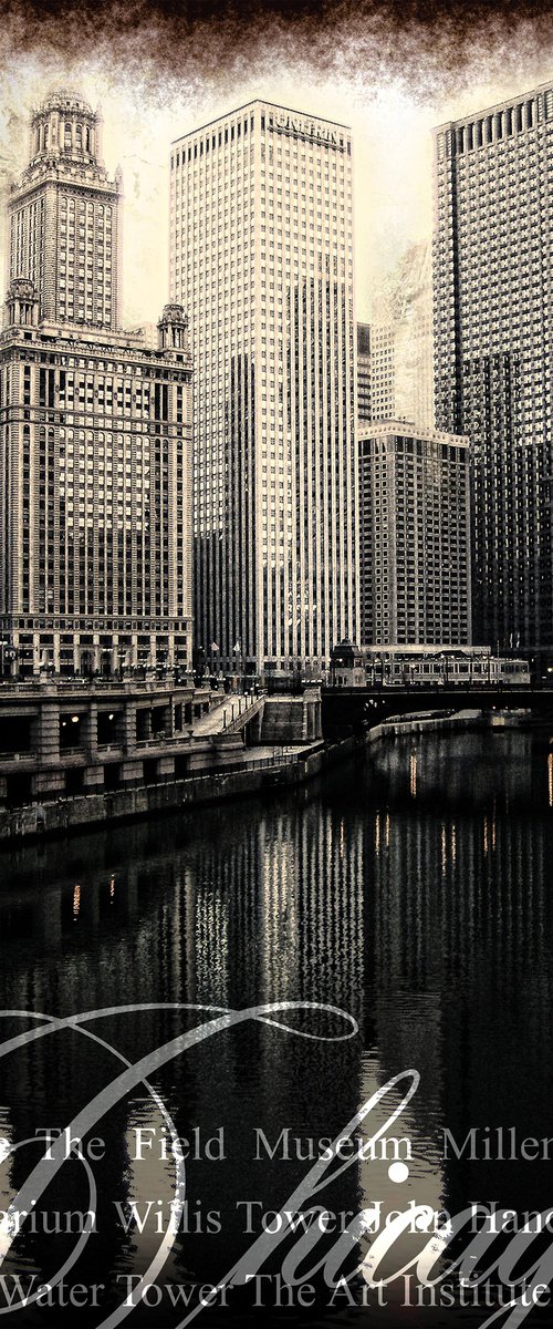 Chicago Riverwalk/XL large original artwork by Javier Diaz