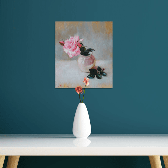 "Just a rose."  rose flower  liGHt original painting  GIFT (2020)