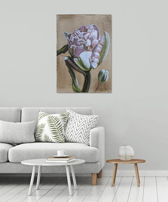 Magic tulip - Original oil painting - wall decoration - perfect gift - large flower painting