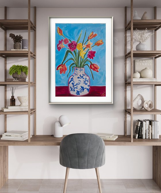 Spring Flowers in a  Chinese Vase