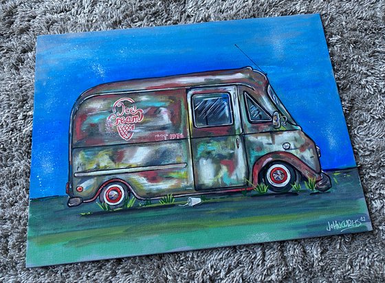 Ice Cream Van - Original on canvas board