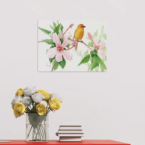 HIbiscus and Saffron FInch